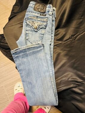 Miss Me Light Blue Flair Leg with Embroidered Back Pocket. 🔥